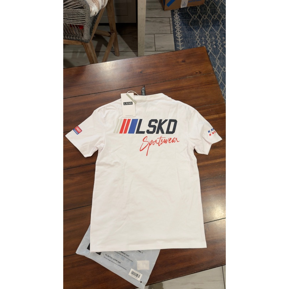 LSKD Redline FLXCotton Tee Oversize White Navy 2XS‎ USST00835 Unisex NWT NEW